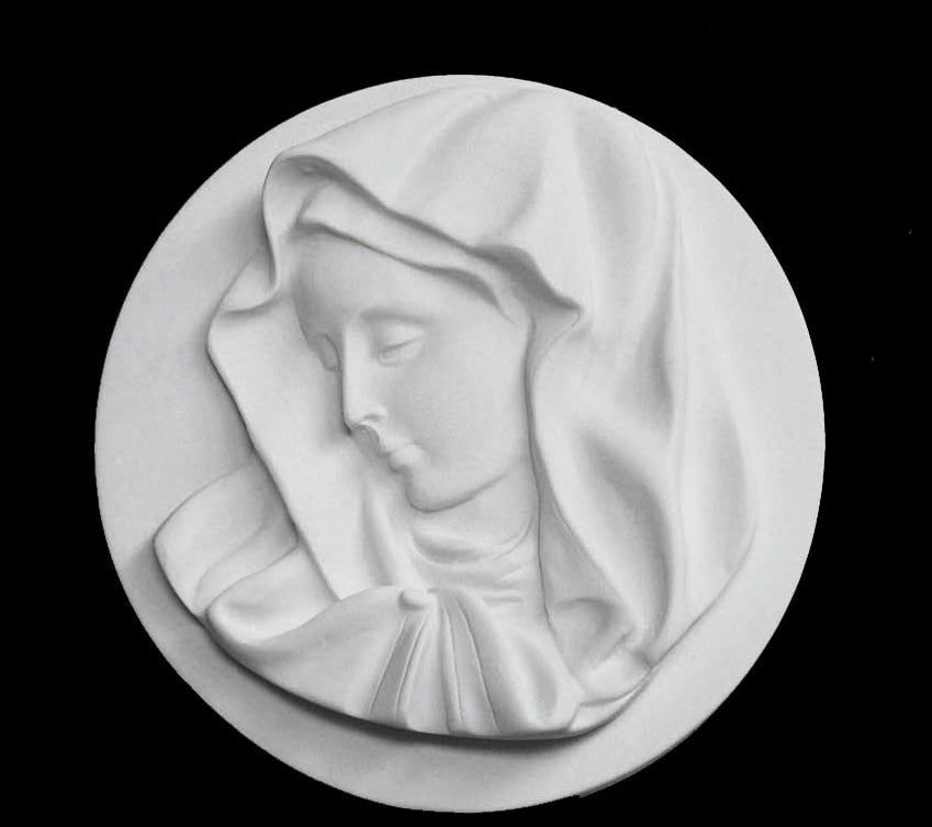 The Virgin Mary Marble Wall Relief - 5.5”H