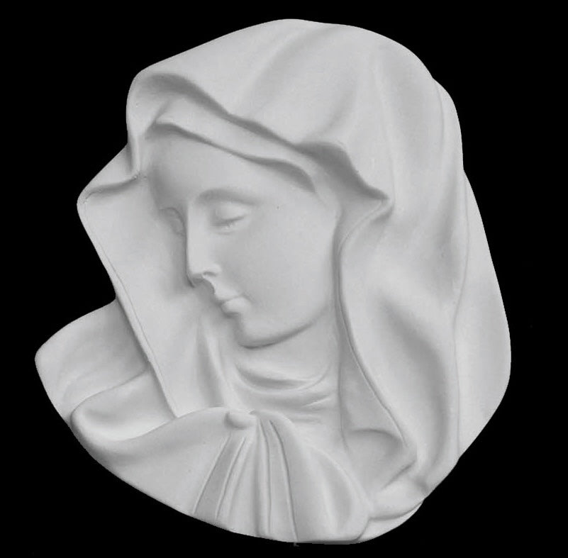 The Virgin Mary Marble Wall Relief 2 - 6.7”H