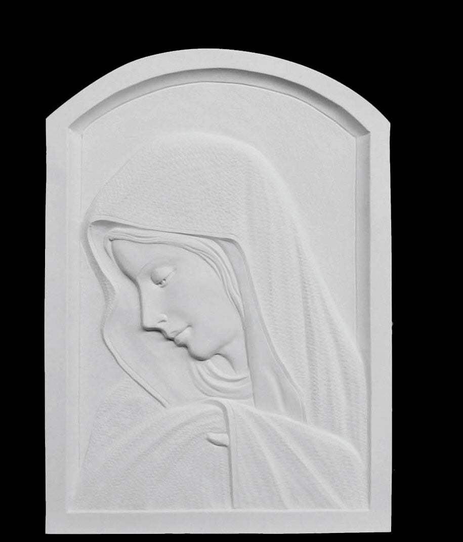 Madonna Marble Wall Plaque and Relief - 17.7”H