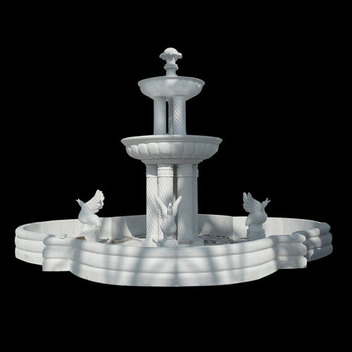 Graceful Swans Estate Marble Fountain - 157”H