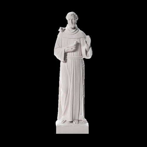 Saint Francis with Dove Marble Statue - 65”H
