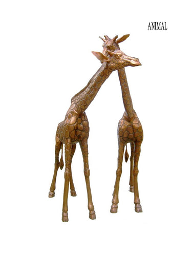 Bronze Giraffe Statues - Pair