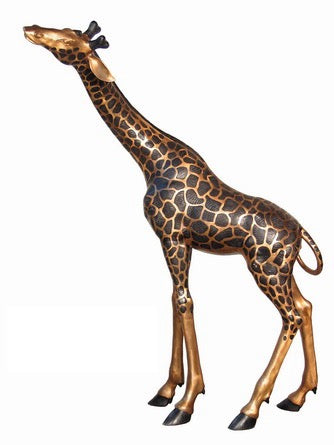 Bronze Giraffe Life Size Statues Pair - 80”H