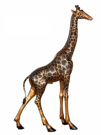 Walking Bronze Giraffe Life Size Statue - 92”H