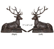 Load image into Gallery viewer, Life Size Male Deer Bronze Sculptures - Resting Set