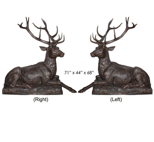 Life Size Male Deer Bronze Sculptures - Resting Set