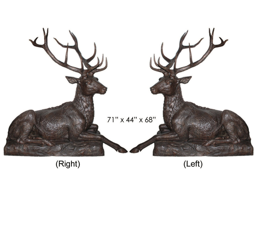 Life Size Male Deer Bronze Sculptures - Resting Set