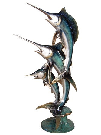 Bronze Blue Marlin Fountain Statue - 58”H