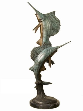 Bronze Sailfish Duo Tabletop Statue 1 - 30”H