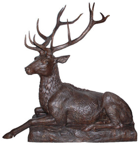 Life Size Male Deer Bronze Sculptures - Resting Set