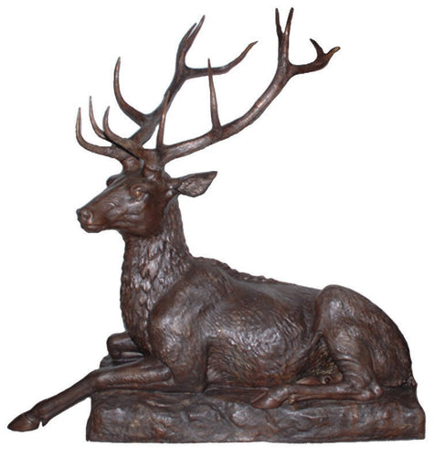 Life Size Male Deer Bronze Sculpture - Resting