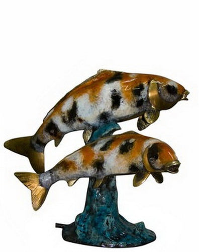 Bronze 2-Koi Fish Fountain Statue