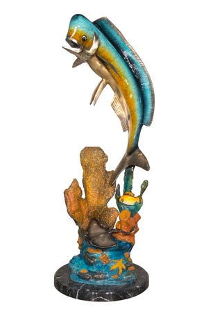 Large Dorado in Ocean Bronze Sculpture - 50”H