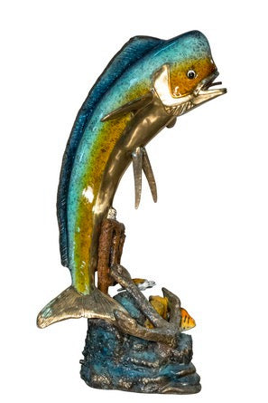 Life Size Dorado Bronze Fountain Sculpture - 69”H