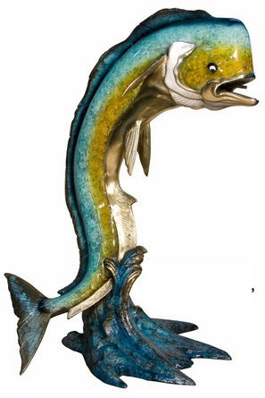 Life Size Bronze Dorado Mahi-Mahi Fountain Sculpture - 84”H