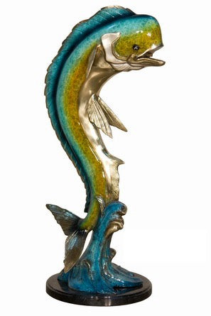 2 Dorado Mahi-Mahi Bronze Sculpture - 32”H