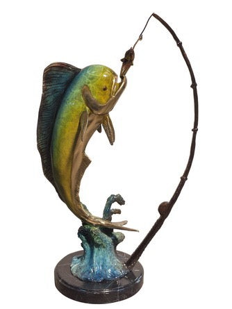 Fishing for a Dorado Mahi-Mahi Bronze Sculpture