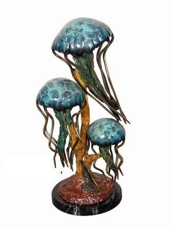 3 Jellyfish on a Base Bronze Sculpture