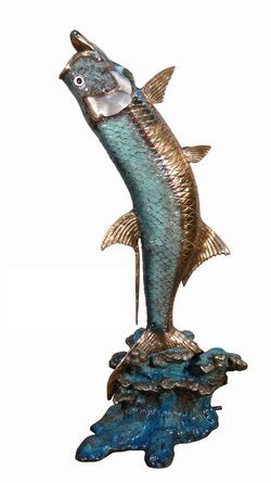 Life Size Colorful Tarpon Bronze Sculpture