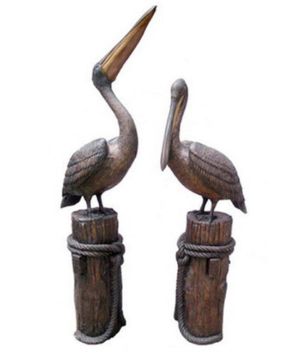 Bronze Life Size Pelican Statues Pair