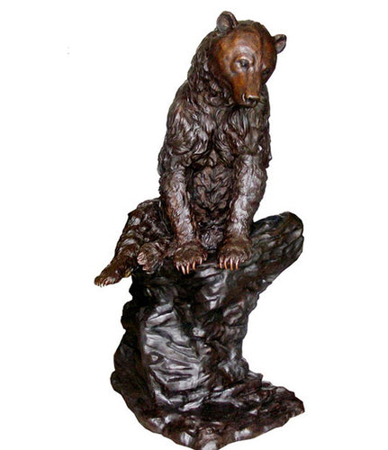 Large Resting Bronze Bear Statue