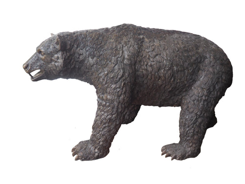 Large Grazing Bronze Bear Statue