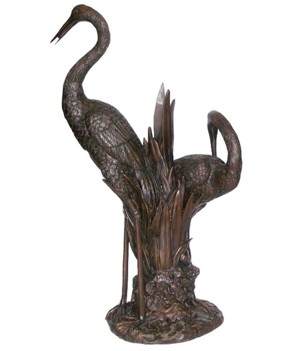 Large Bronze Crane Fountain Statue - 43”H