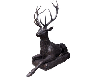 Life Size Male Deer Bronze Sculpture - Resting