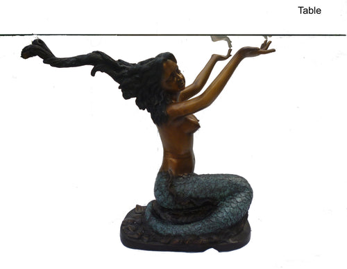 Bronze Swimming Mermaid Coffee Table