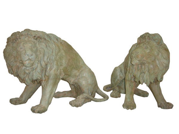 Life Size Bronze Sitting Lion Statues