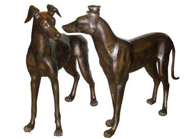 Bronze Italian Greyhound Sculptures Pair