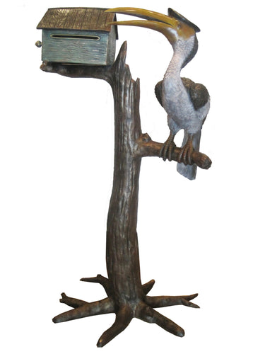 Bronze Toucan Bird Mailbox Statue with Colored Finish - 63”H