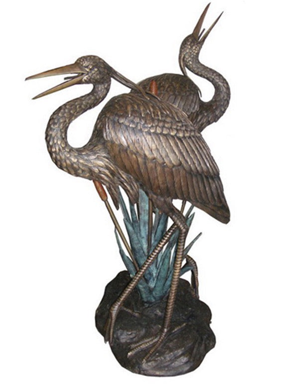 2-Herons Bronze Fountain Statue II - 59”H