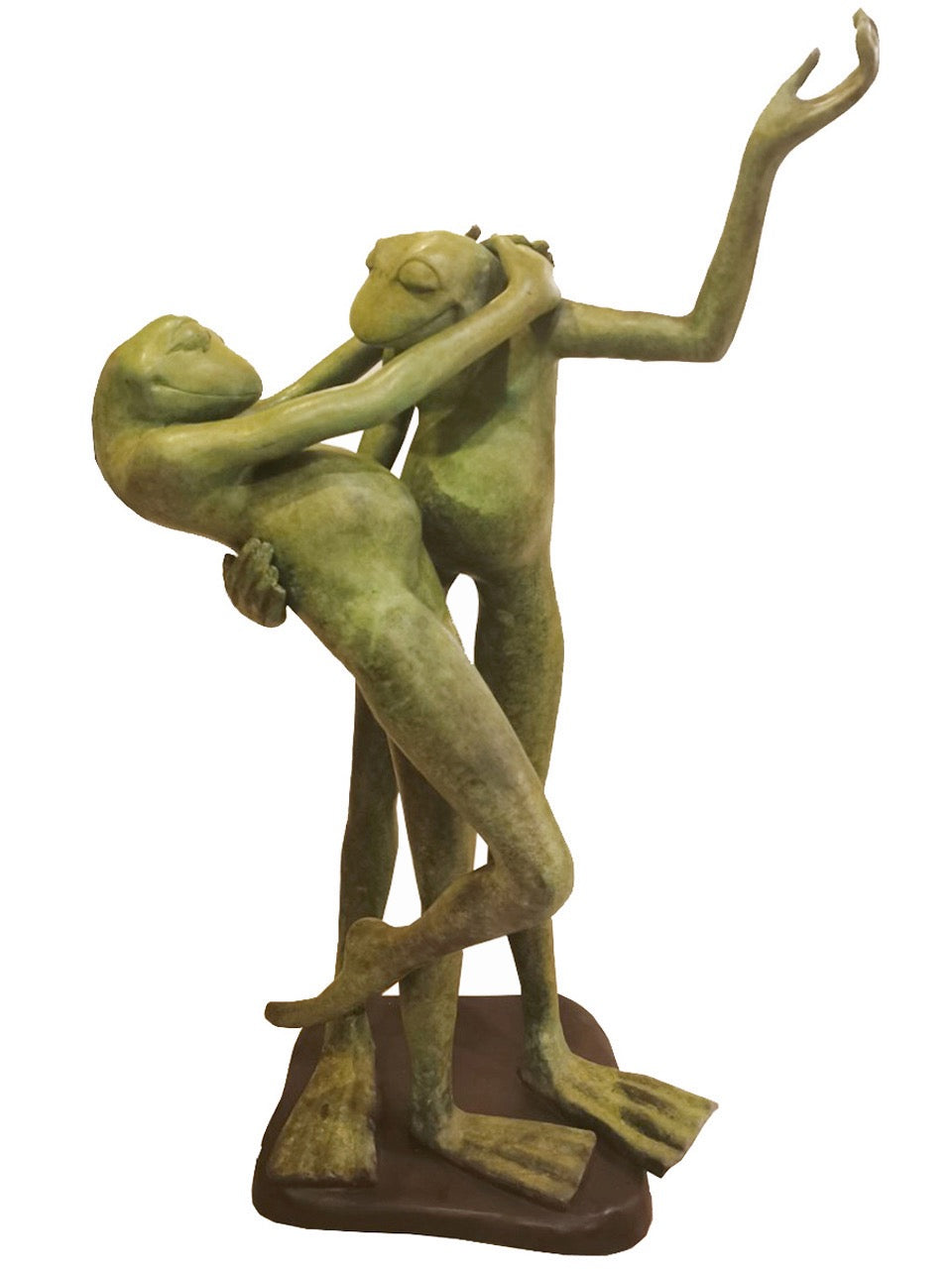 Large Bronze Dancing Frog Couple Statue