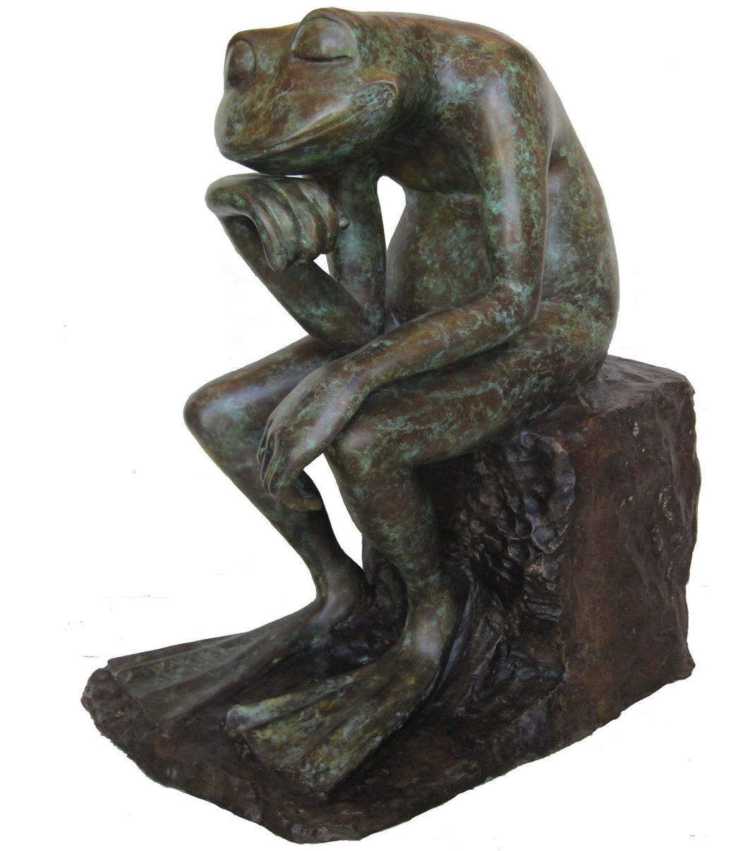 Bronze Thinking Frog Statue