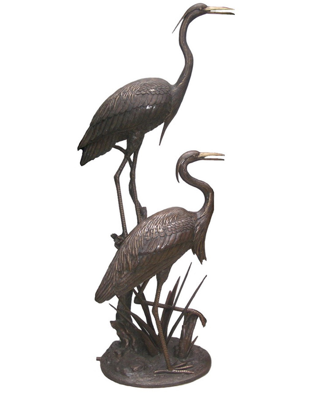 2 Heron Bronze Fountain Statue - 76”H