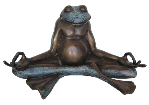 Meditating Bronze Yoga Frog Statue