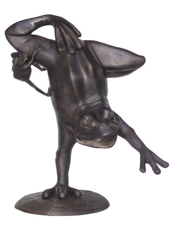 Bronze Daddy and Baby Frog Statue