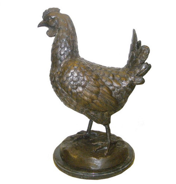 Happy Bronze Hen Chicken Statue