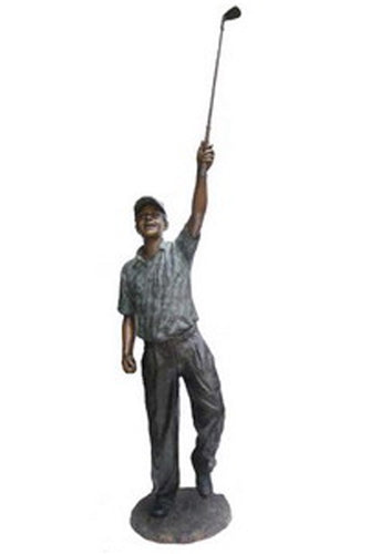 Bronze Male Golfer Sculpture Showing Win