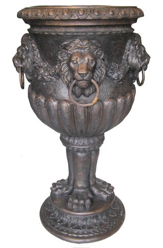 Bronze Roman Lion Urn on Clawed Feet - 47”H