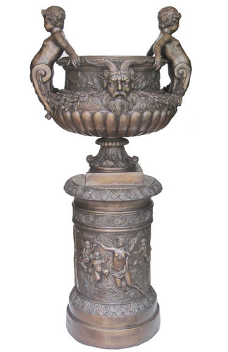 Bronze Bacchus Estate Urn on Pedestal - 59”H