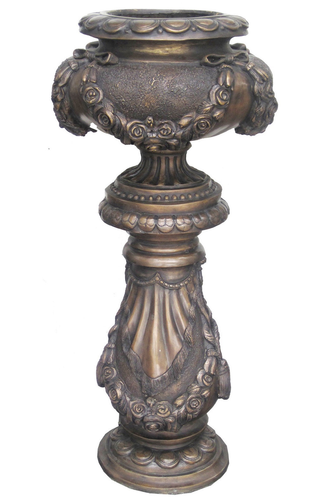 Bronze Milano Garden Urn on Pedestal - 36”H