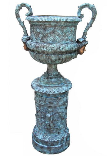 Bronze Cherub Estate Urn on Pedestal - 59”H