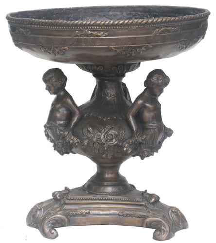 Bronze Cherub Trio Urn - 20”H