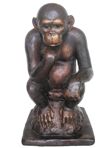 Bronze Sitting Chimpanzee Statue