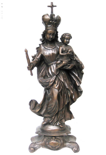 Queen of Heaven with Baby Jesus Bronze Statue - 25”H