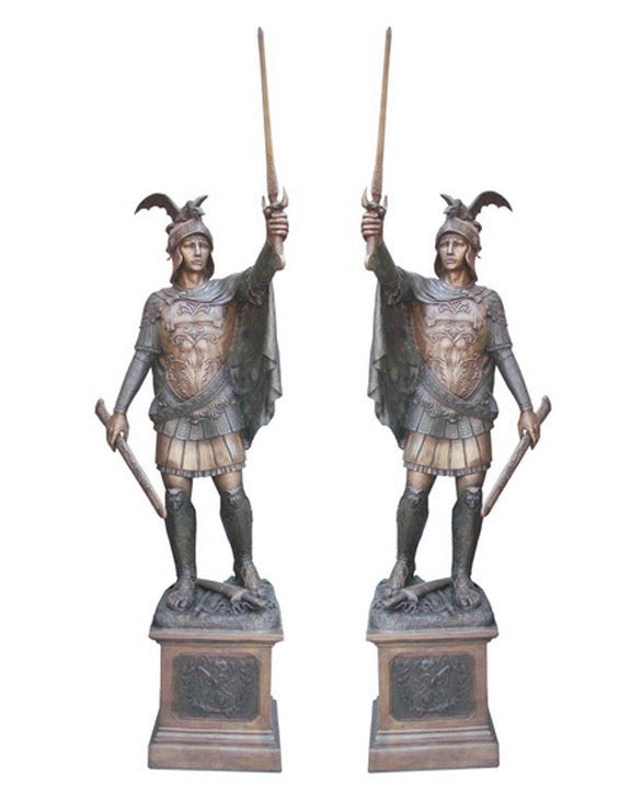 Bronze Roman Soldier Sculptures Pair - 117”H