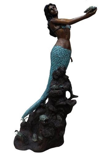 Life Size Bronze Mermaid Fountain Statue - 86”H