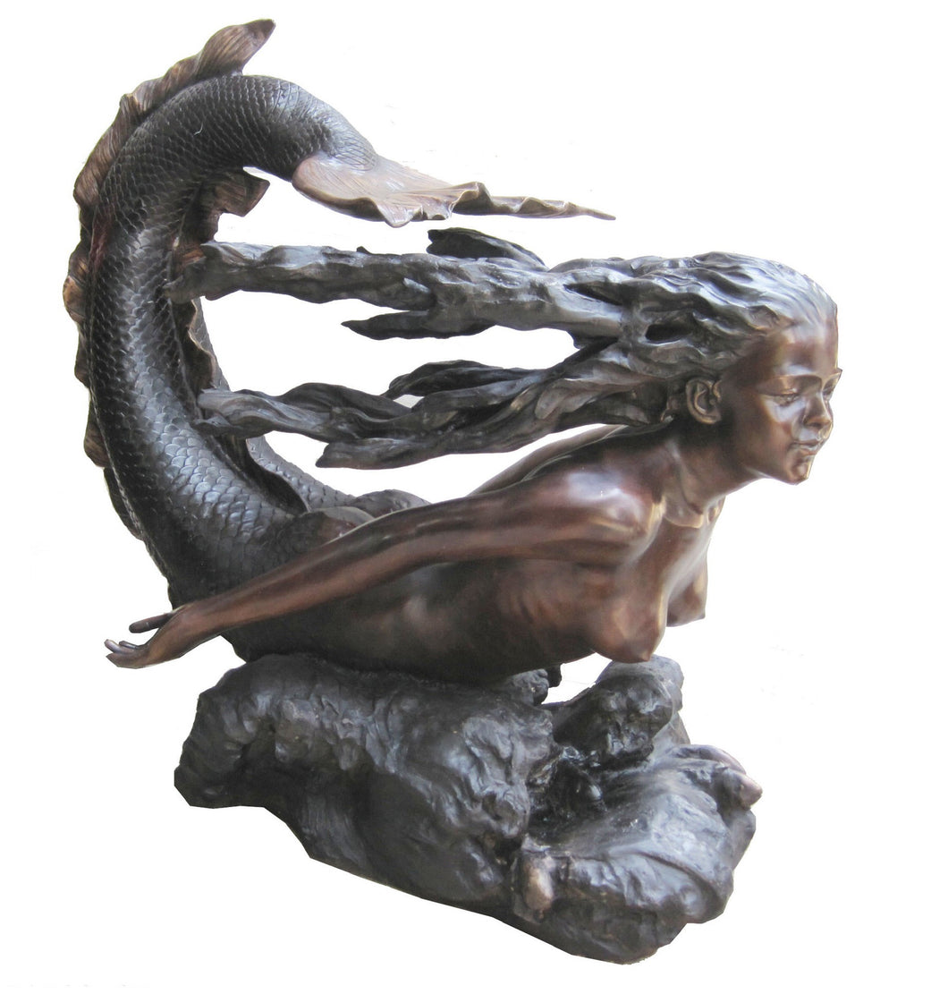 Large Bronze Mermaid Dining Table Base Sculpture